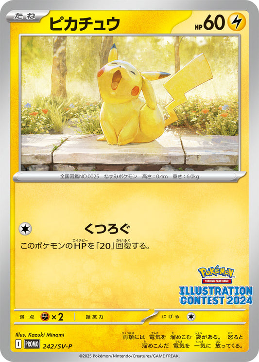 Pikachu Promo 242/SV-P – Illustration Contest 2024 Winner Commemoration (Japanese Pokémon Card)